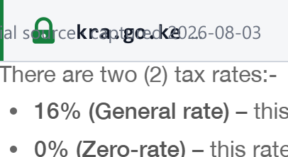 Source snapshot — Kenya standard VAT rate is 16%