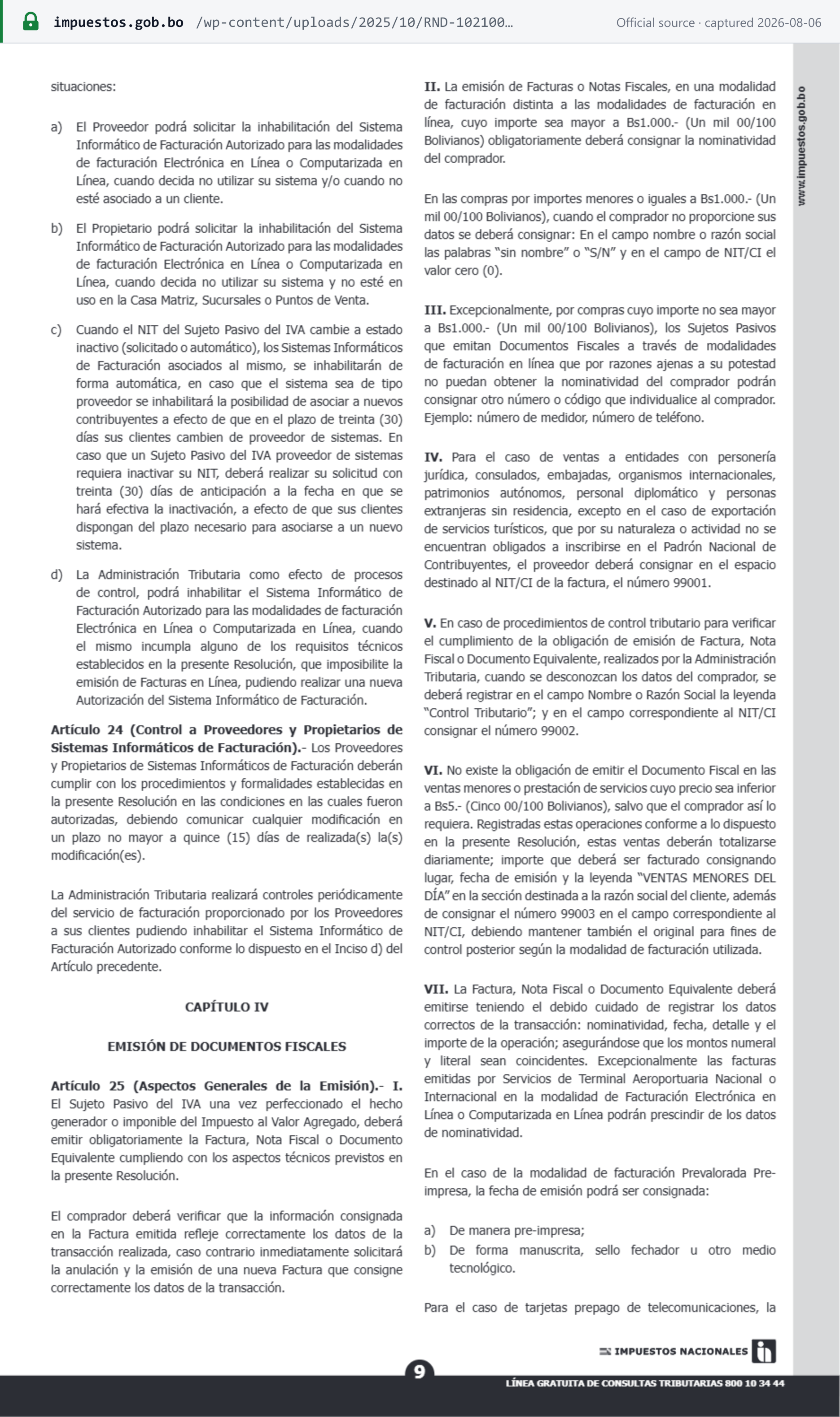 Source snapshot — RND 102100000011 Article 25 — mandatory invoice content thresholds