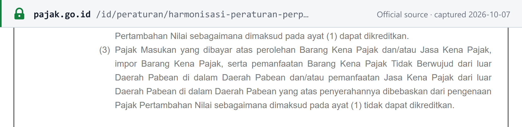 Source snapshot — VAT Law article 16B(3) as amended by HPP: input VAT paid on goods, imports and services whose supply is exempt from VAT cannot be credited