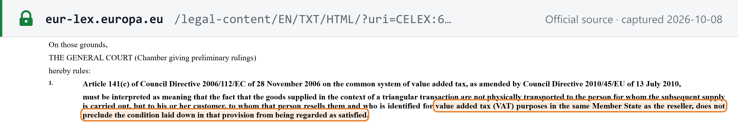 Source snapshot — operative part of T-646/24 MS Ključarovci on Article 141(c)