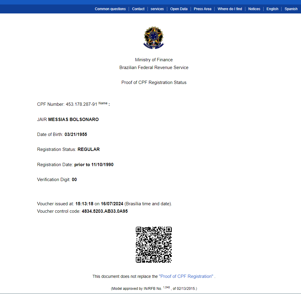 Status de Verificação de CPF