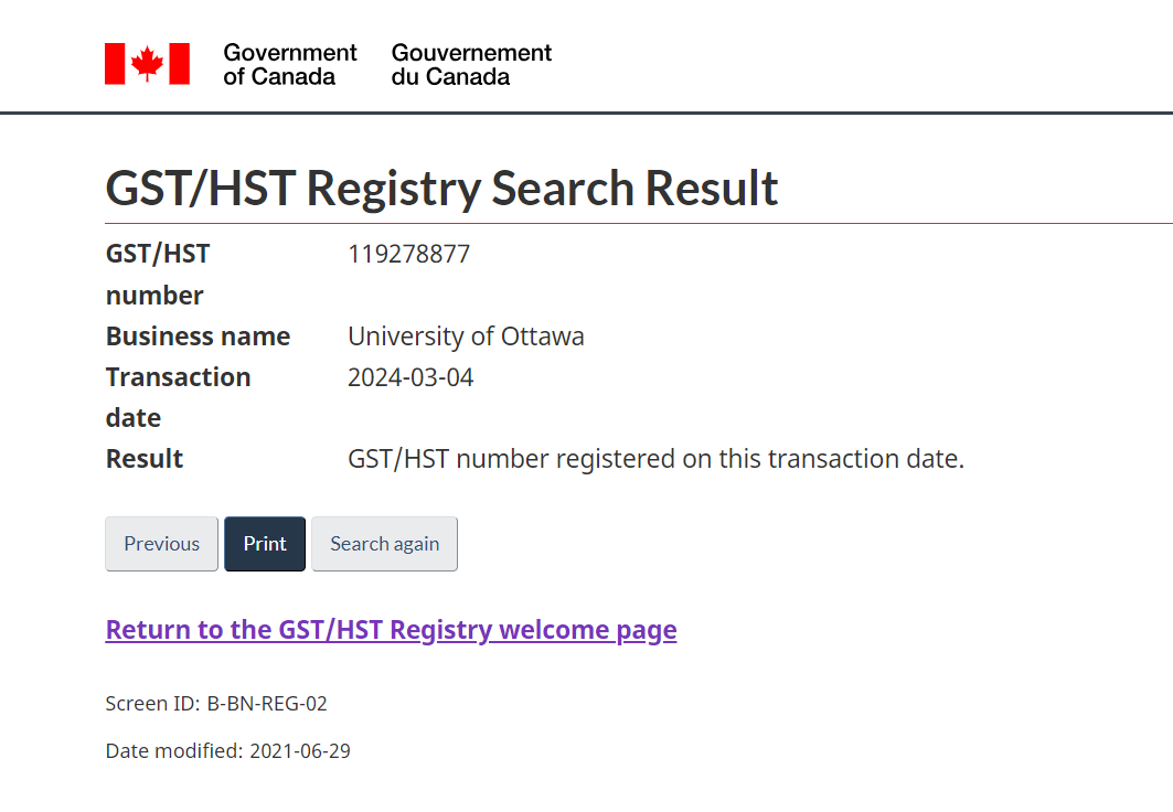 Successful GST Verification on GST registry website