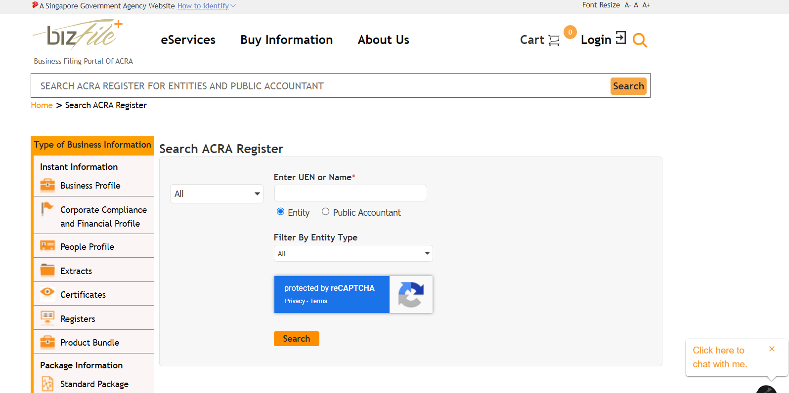 UEN search on ACRA Register