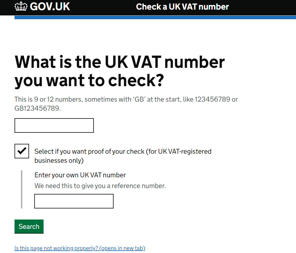 UK VAT lookup