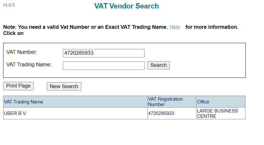 Successful VAT Verification on sarsefiling website